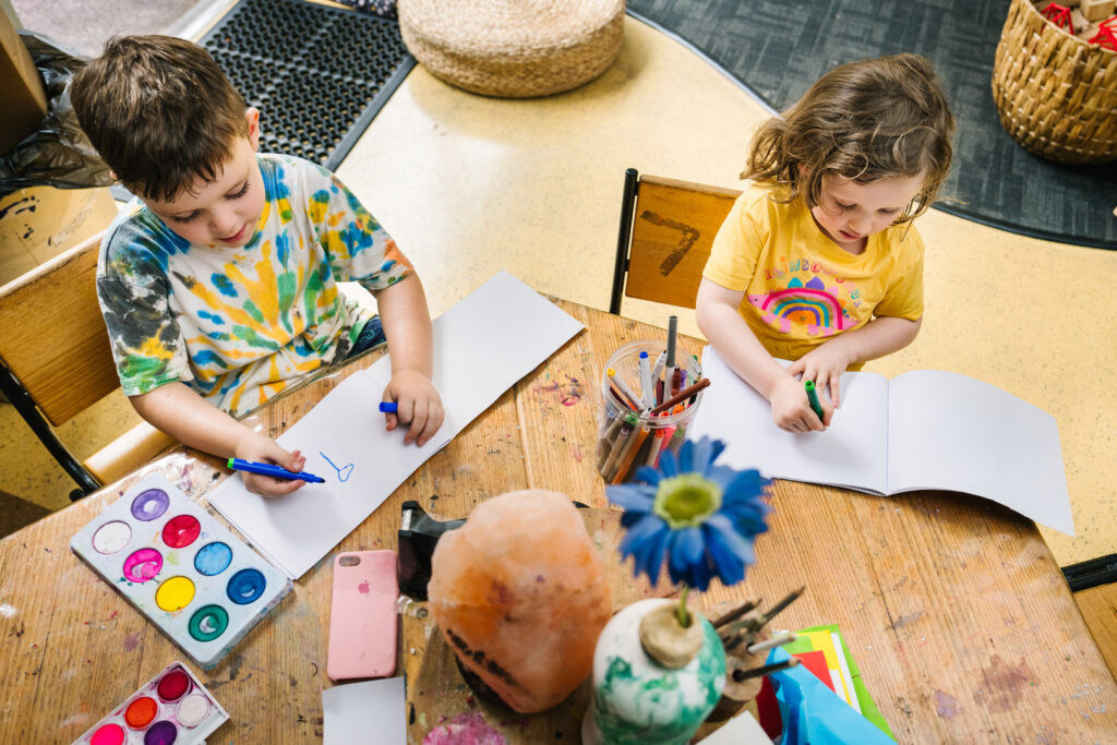 Children drawing at Alfred Childcare in Melbourne