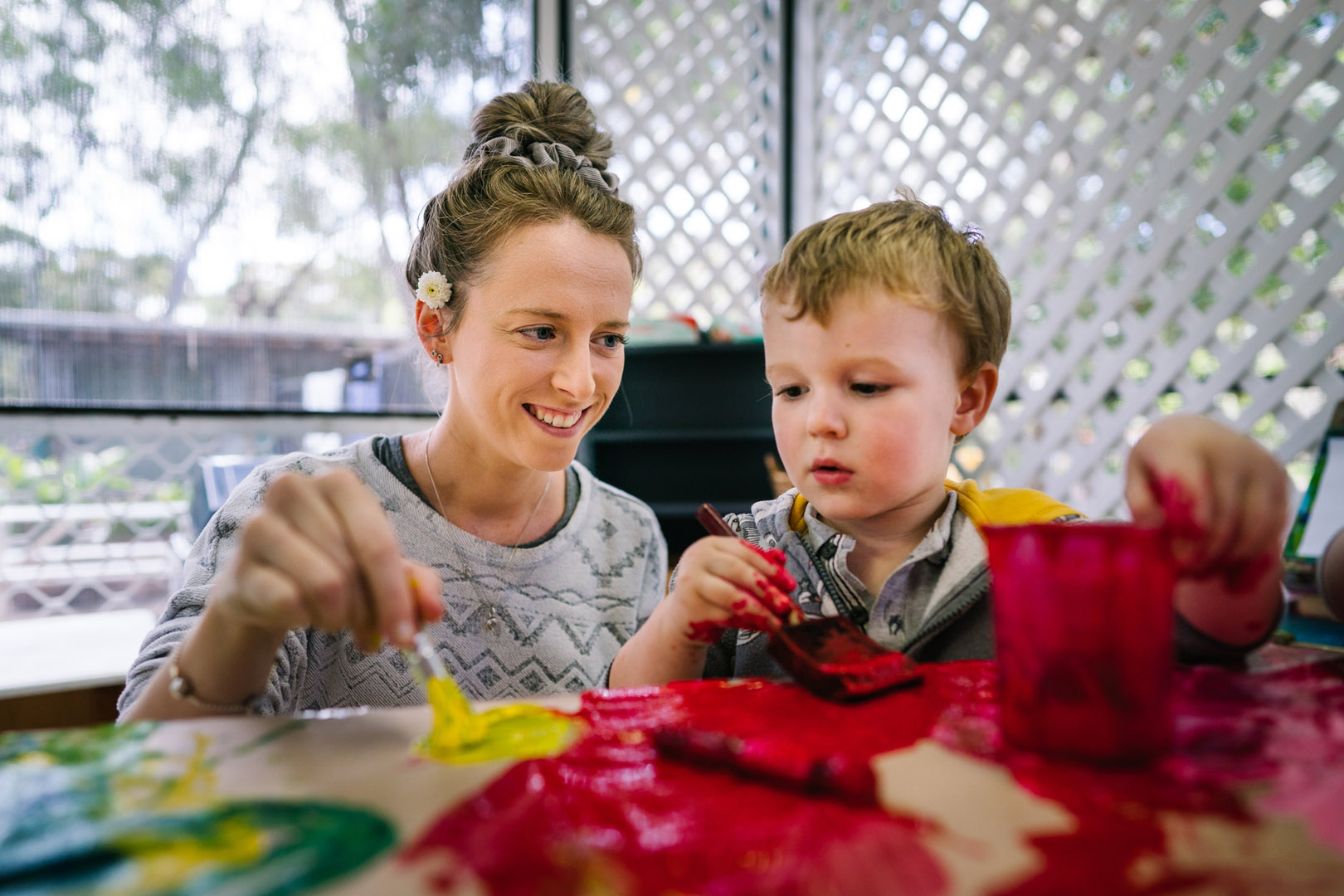 Kooinda Workbase Childcare educator interacting with a child