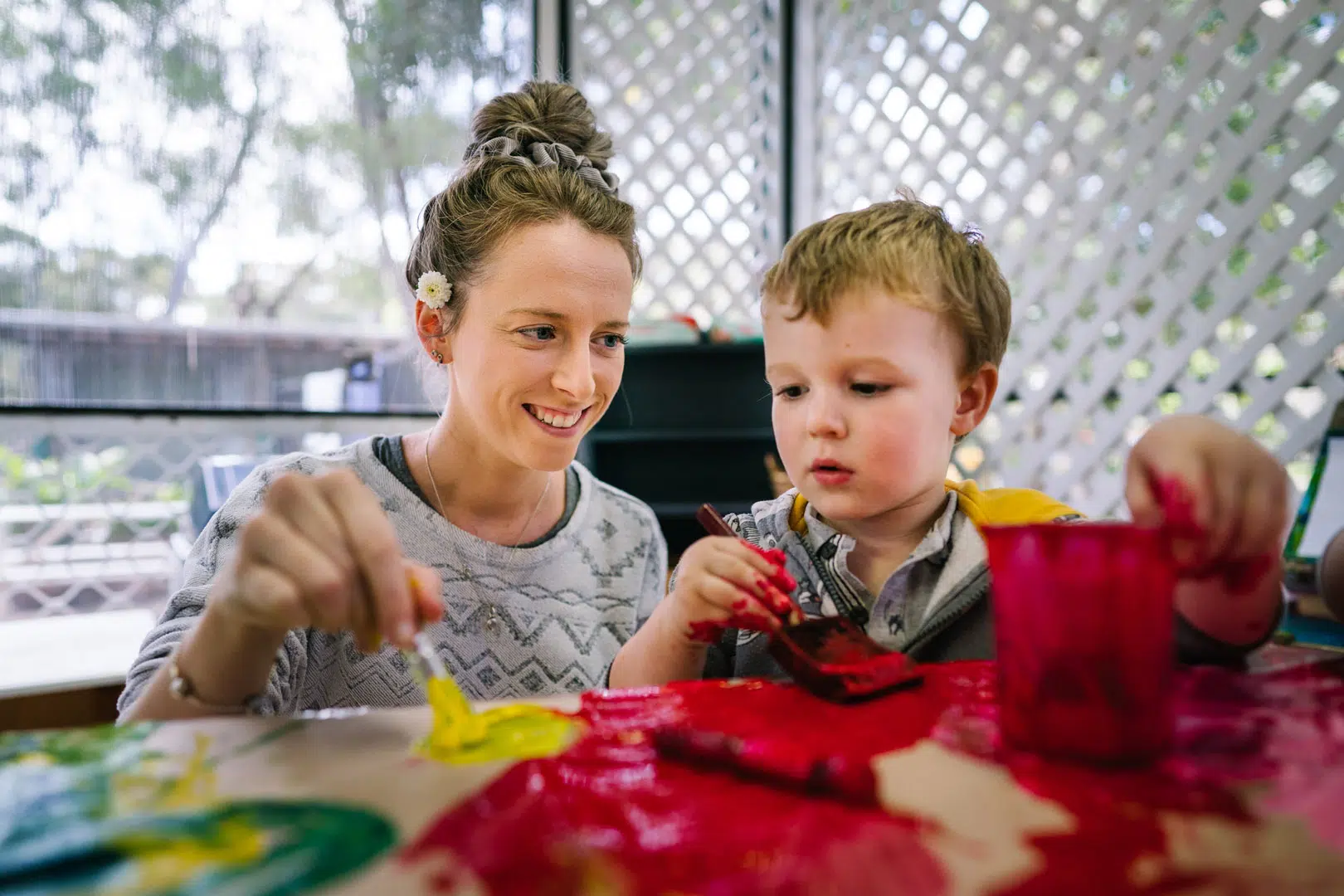 Kooinda Workbase Childcare educator interacting with a child