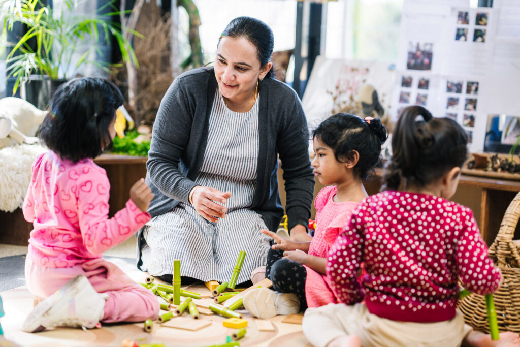 Educator interacting with children at KU Craigieburn Childcare