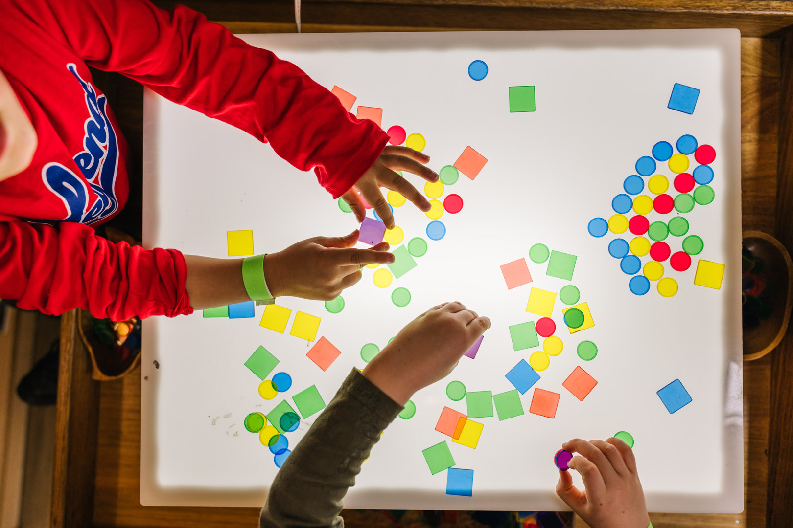 Light box play at Darlington childcare