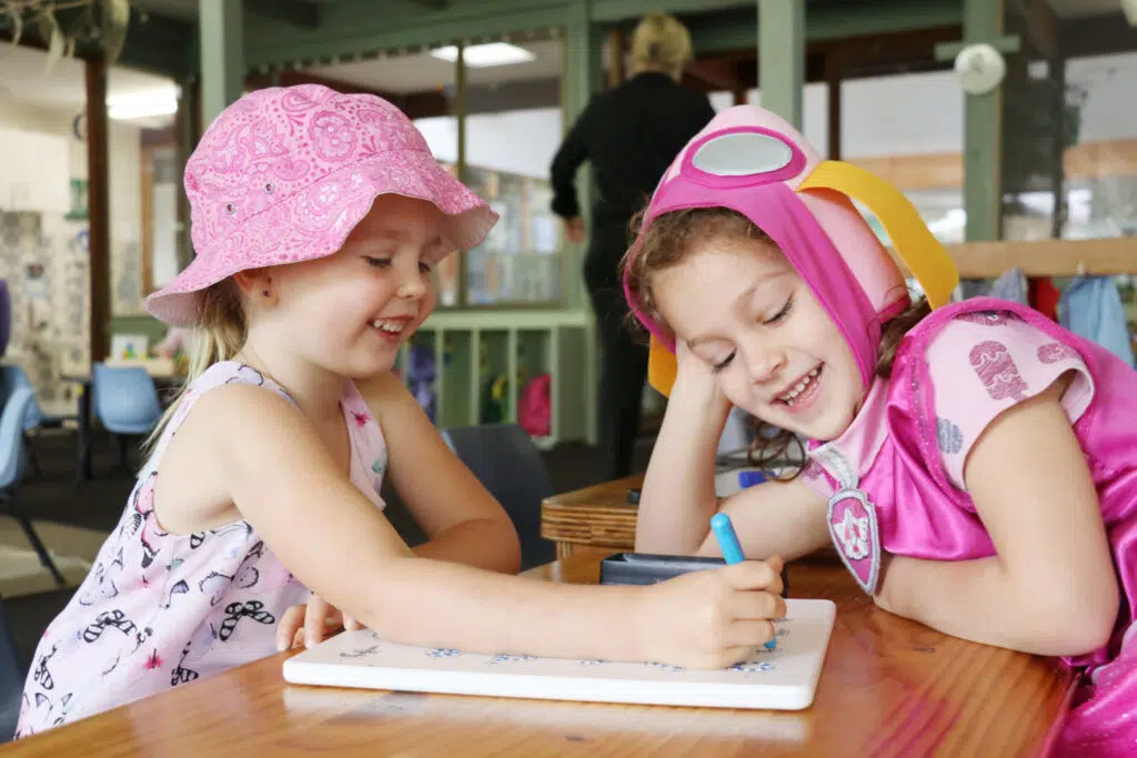 Children drawing at KU Galston childcare