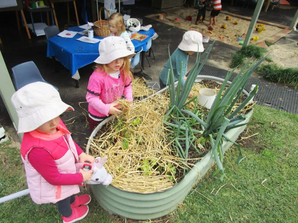 Children gardening at KU Galston childcare