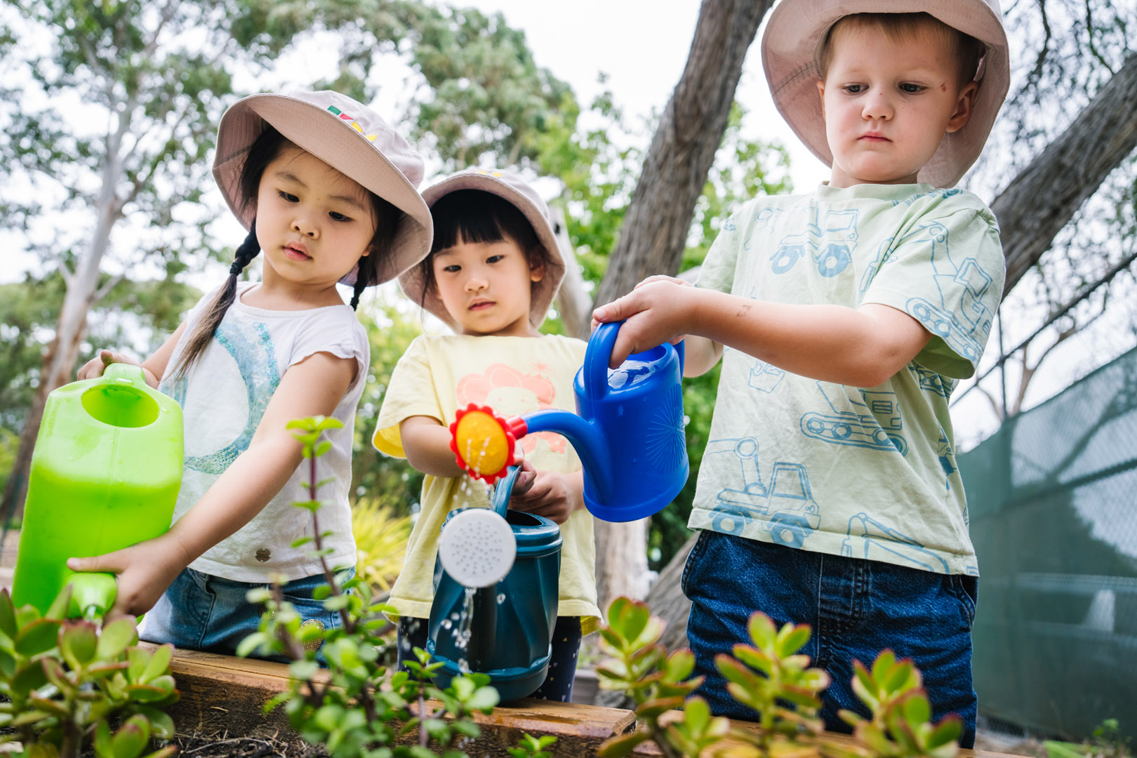 Children watering plants at Knoxfield childcare