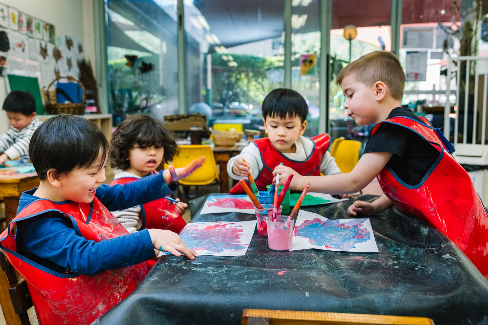 Children painting at Kogarah childcare