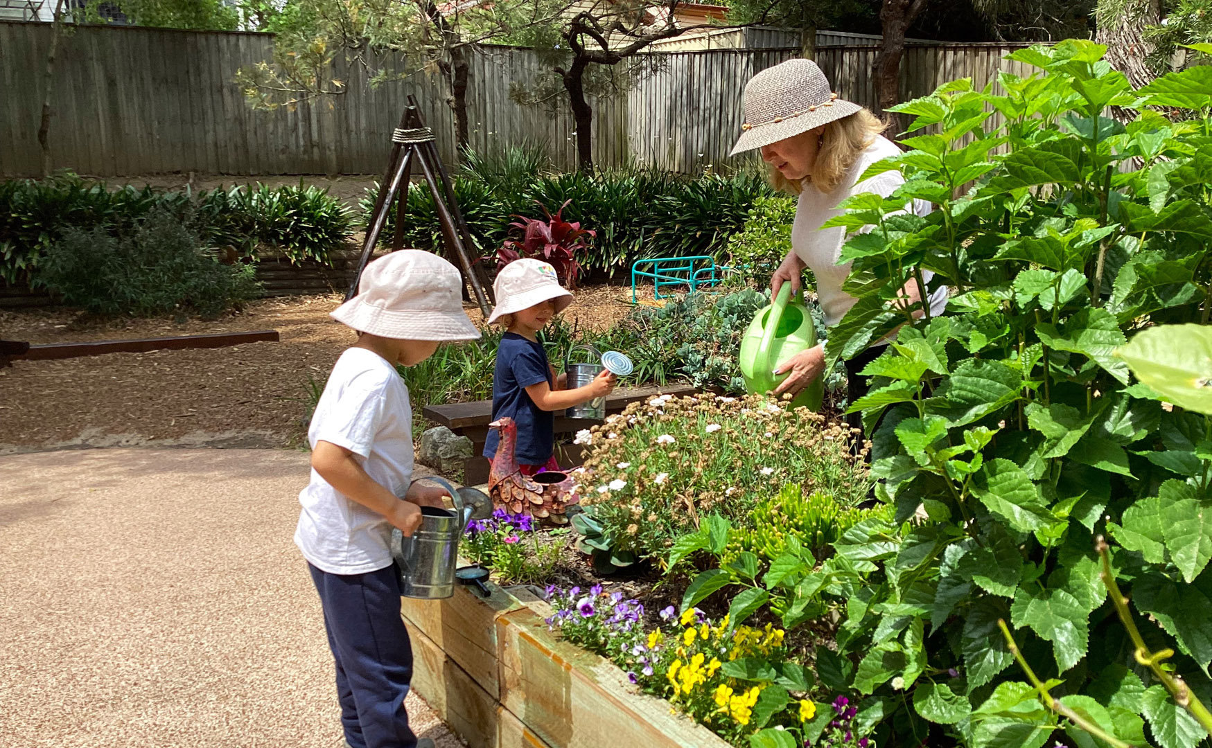 Children gardening at North Ryde Childcare