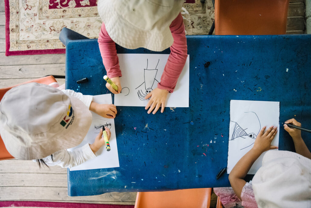 Children doing some drawings at KU Bligh Park childcare