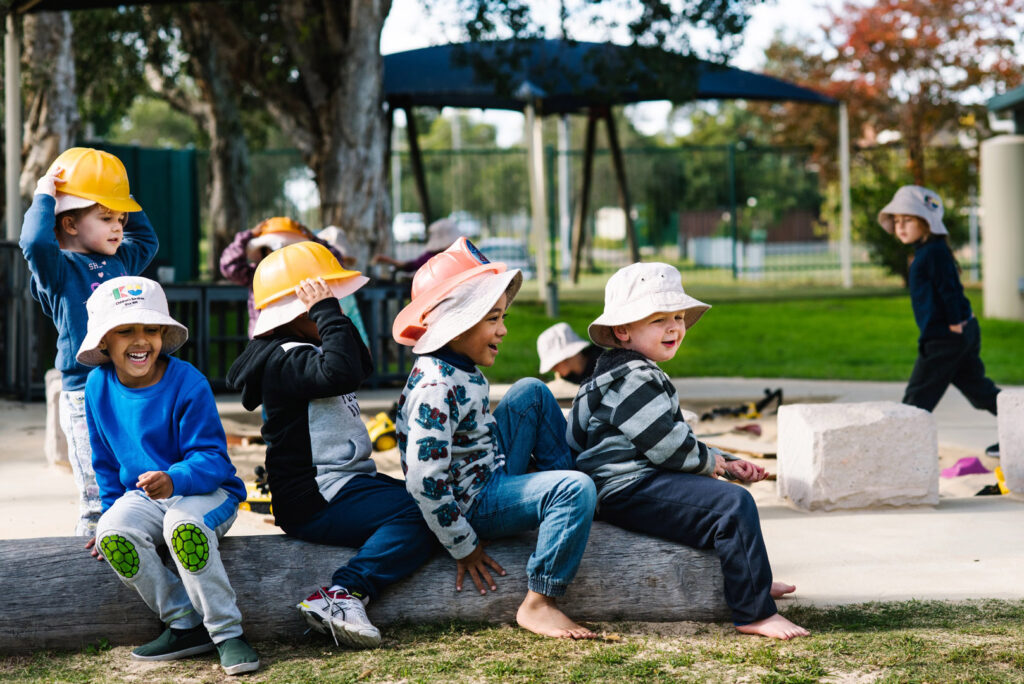 Children outdoors at KU Shalvey childcare
