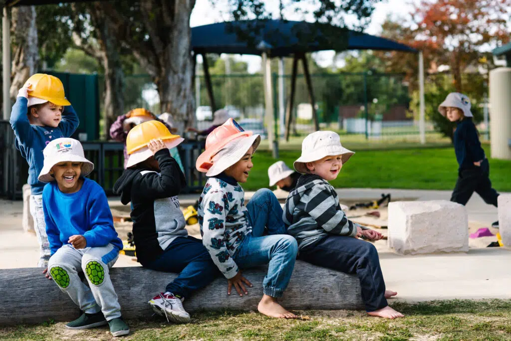 Children outdoors at KU Shalvey childcare
