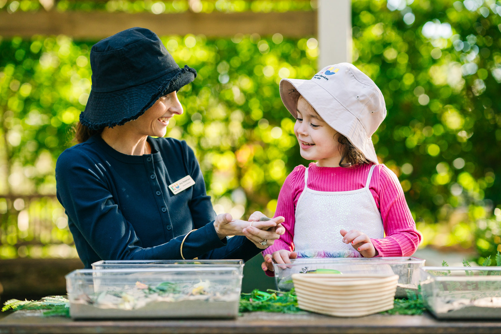 Educator and child engaged in play at South Turramurra childcare