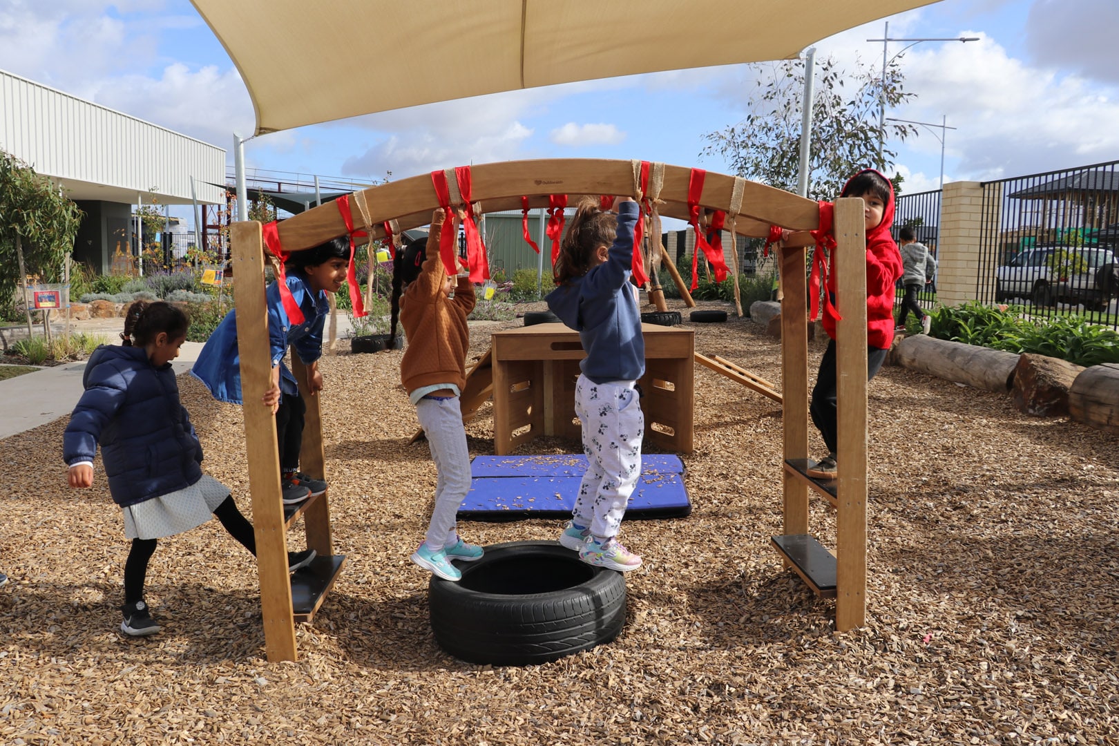 Children playing on the equipment at KU Dianella childcare
