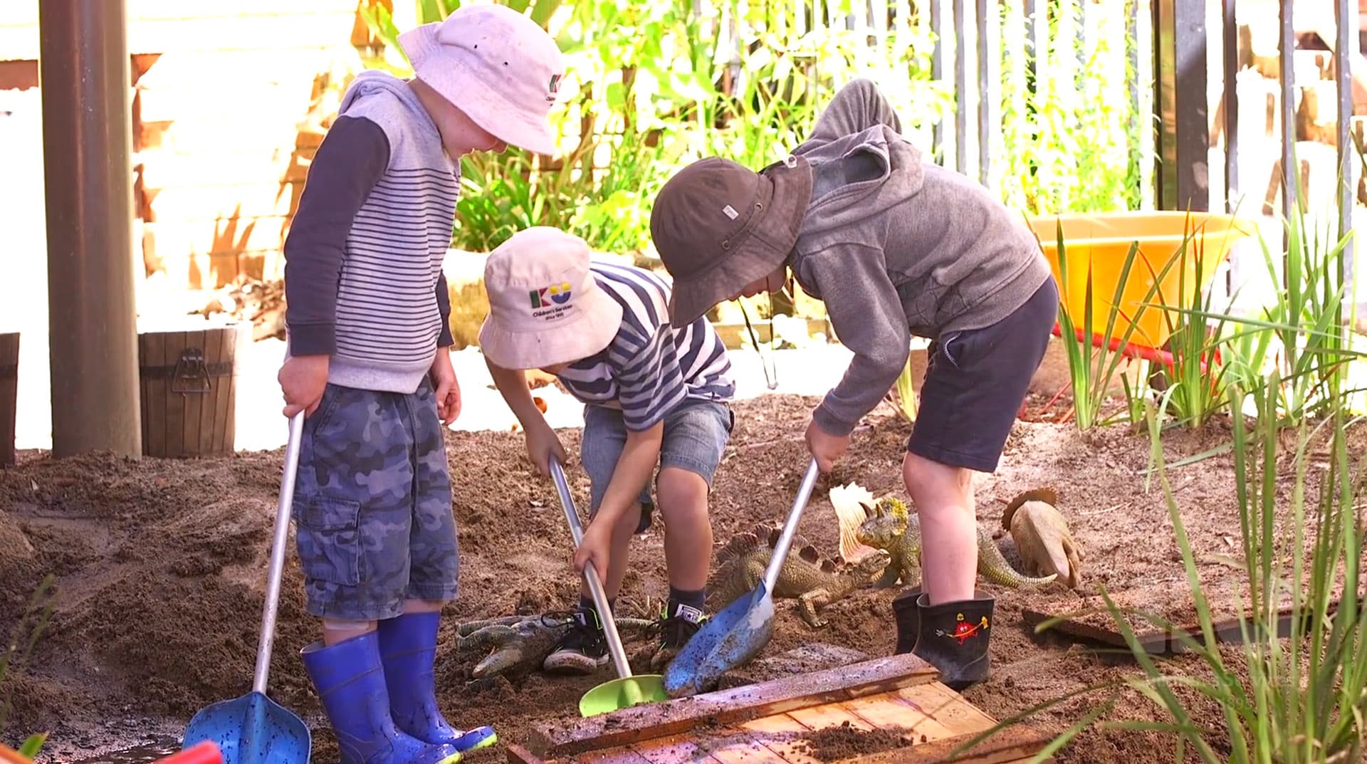 Children digging for fossils at KU Kangaroo childcare