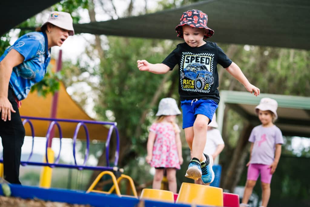 Children playing outdoors at KU Riddell Road Childcare in Wantirna South