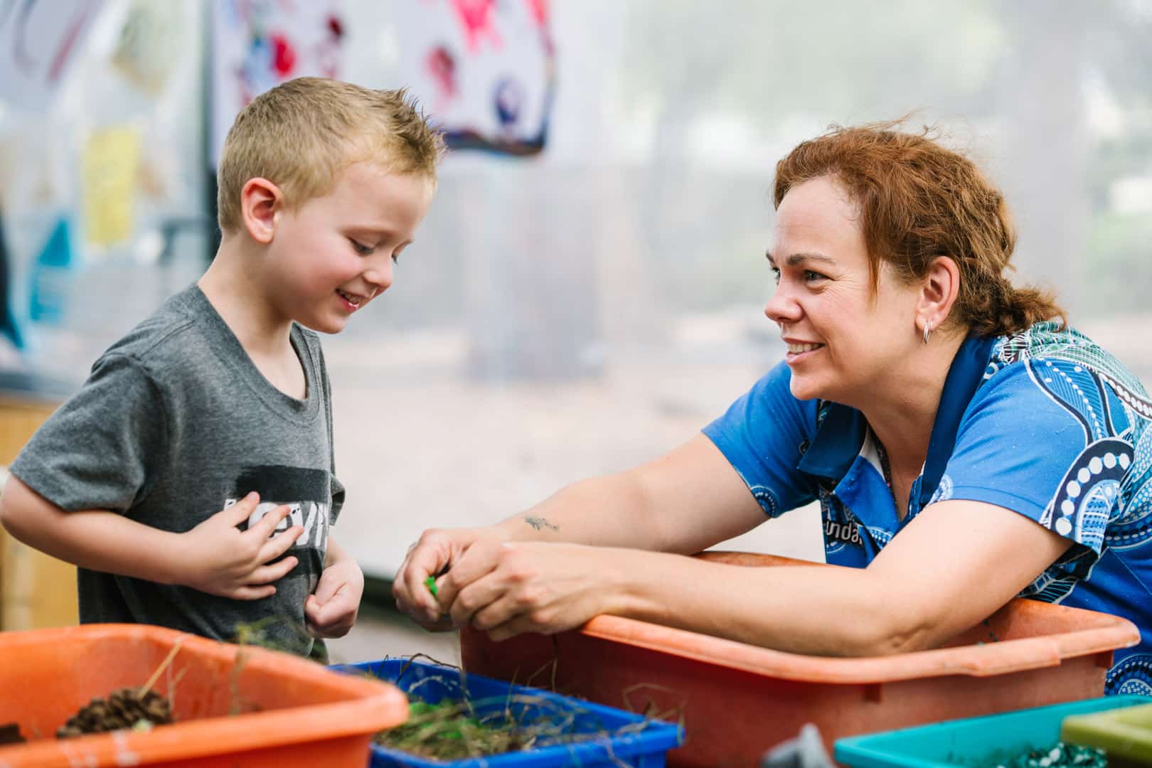 Educator interacting with child at KU Riddell Road Childcare in Wantirna South