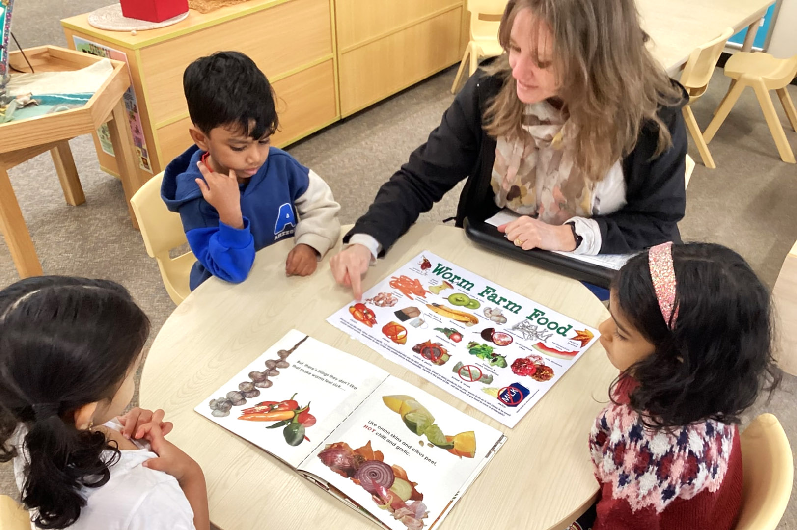 children learning about compost at Wentworthville childcare