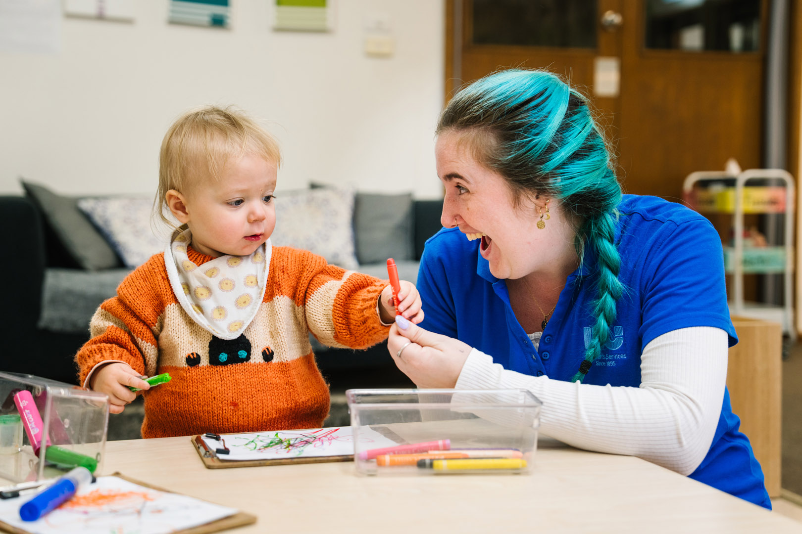 Educator engaged with child at West Lindfield Childcare