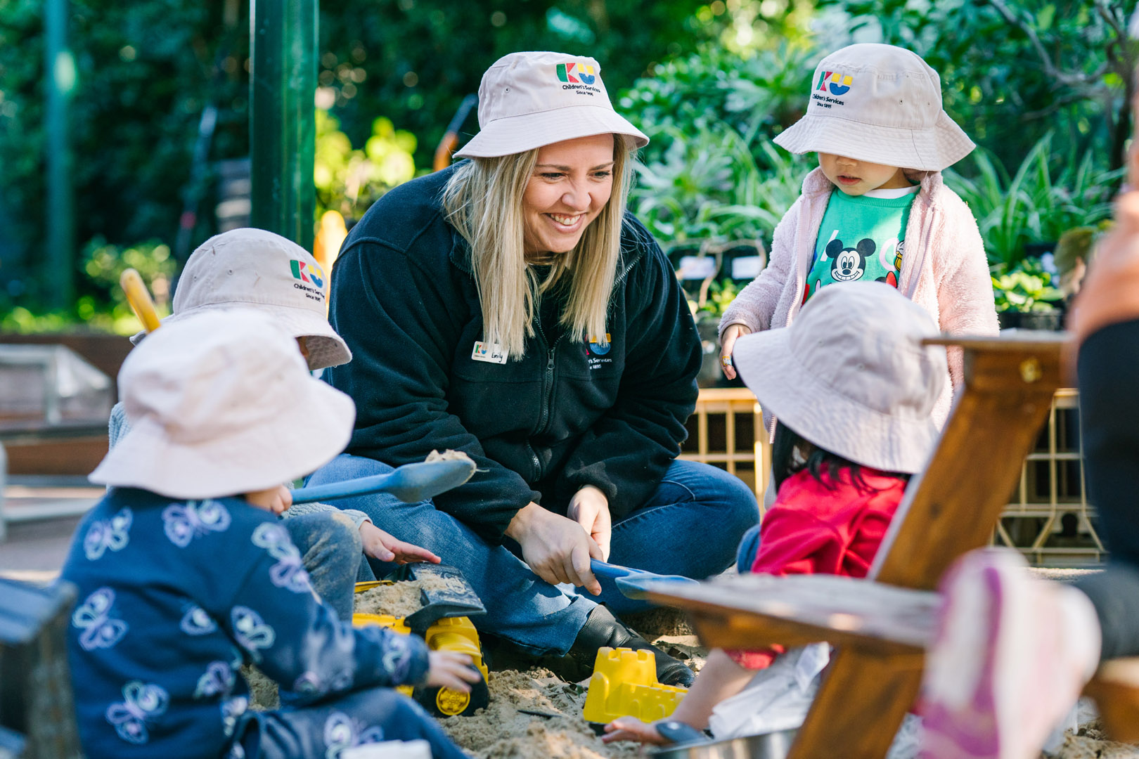Educator engaged with children at West Lindfield Childcare