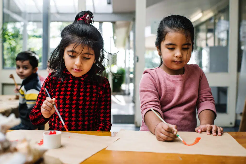Children painting at Westmead childcare
