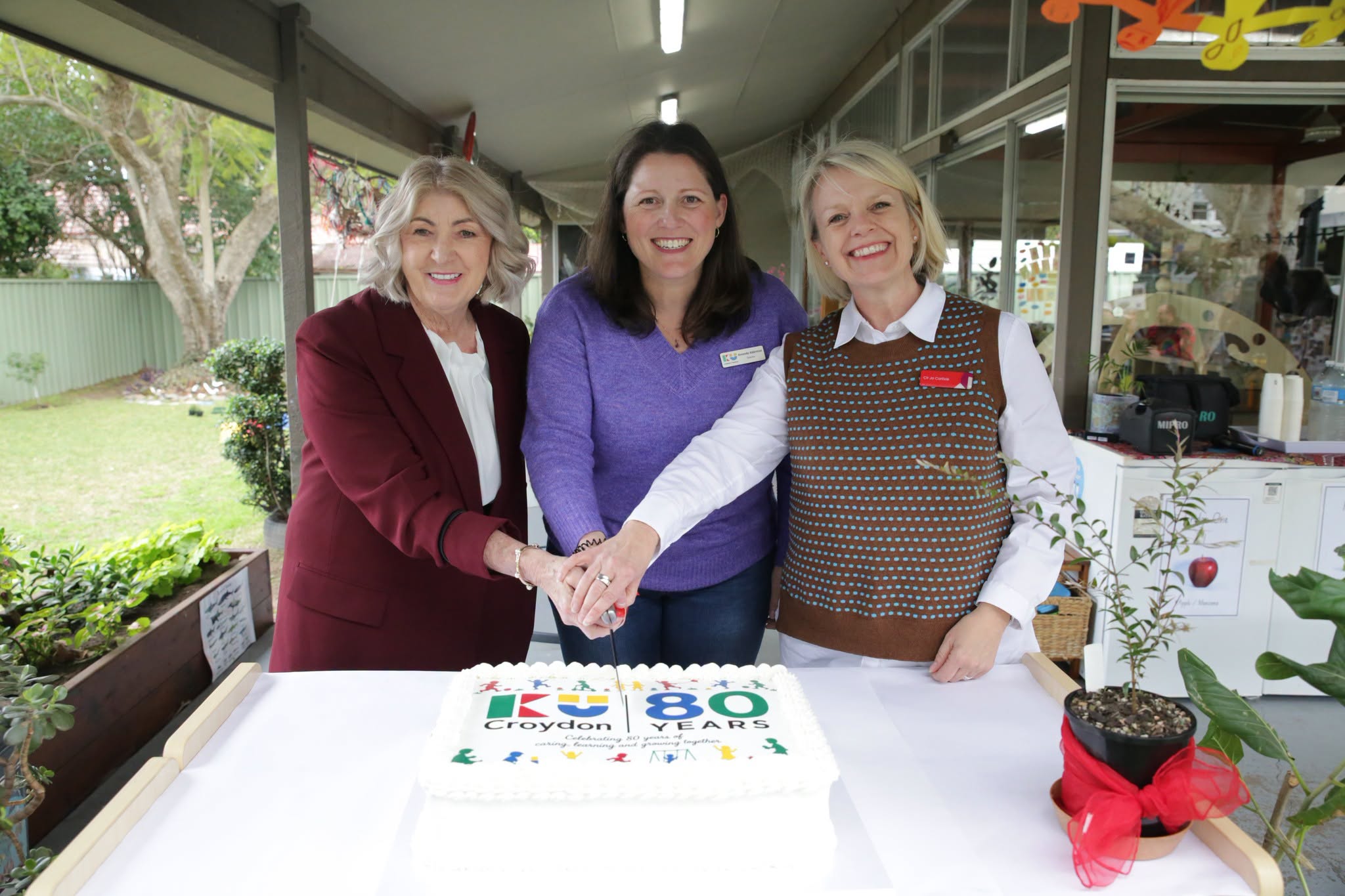 KU Croydon Preschool Celebrates 80 Years of Serving Children, Families and Community 7 Jo Carlisle MP Visit and KU CEO Christine Legg, KU Croydon Preschool Director Amanda Shad celebrating